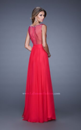 La Femme 20807 Illusion Bateau Neckline A-Line Dress