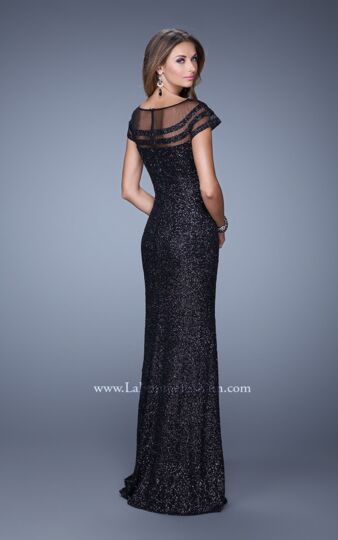La Femme 21058 High Slit Sequin Fitted Dress
