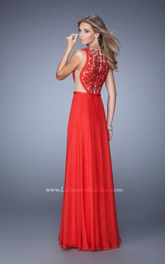 La Femme 21353 Red Scoop Neck A-Line Dress