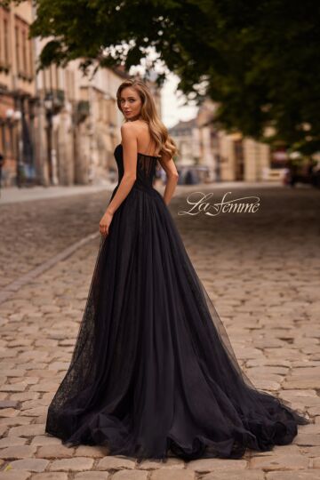La Femme 33307 Black Sweetheart Neck Strapless Dress