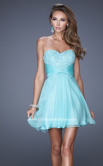 La Femme 20574 Chiffon Skirt Sweetheart Neck A-Line Dress