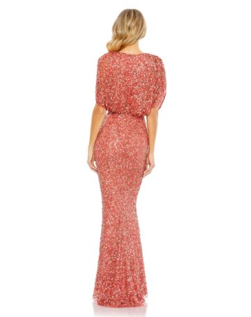 Mac Duggal 5640 Blouson Top Sequin Dress