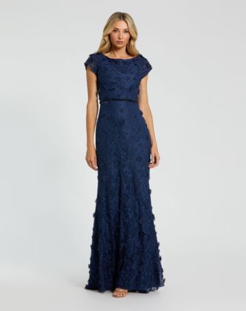Mac Duggal 67711 Floral Appliques Cap Sleeve Dress