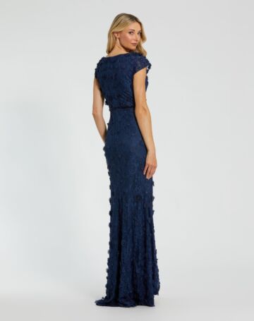 Mac Duggal 67711 Floral Appliques Cap Sleeve Dress