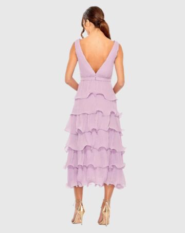 Mac Duggal 49671 V-Neck Sleeveless A-Line Chiffon Dress
