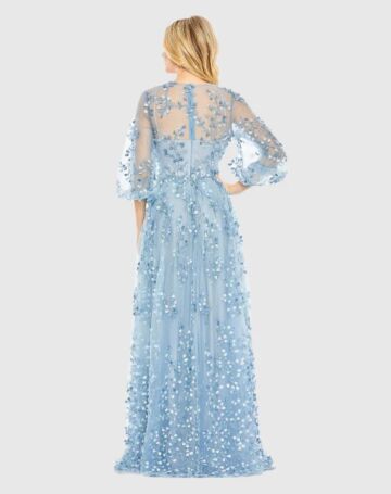 Mac Duggal 79399 Bishop Sleeve Floral A-Line Dress