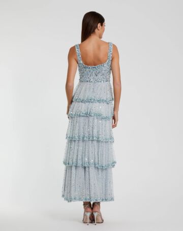 Mac Duggal 94165 Tiered A-Line Skirt Scoop Neck Dress