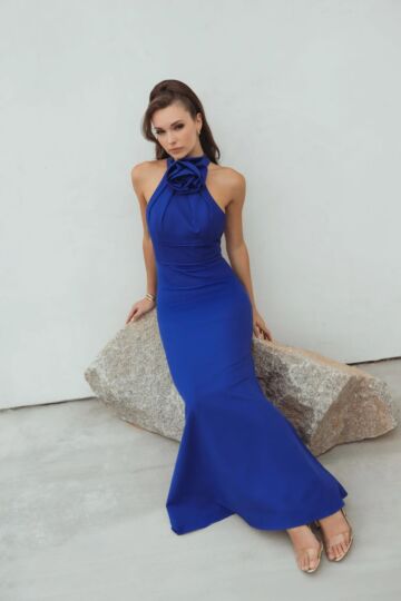 Mac Duggal 50053 Rosette Neck Sleeveless Dress