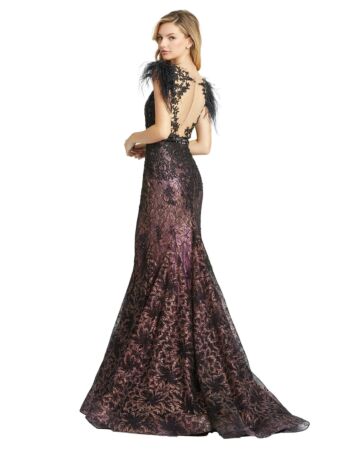 Mac Duggal 79230 Feather Sleeve Dress