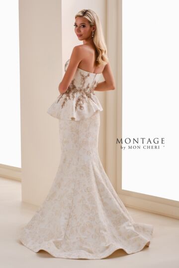 Montage by Mon Cheri M4208BRCD Sweetheart Neck Peplum Brocade Dress