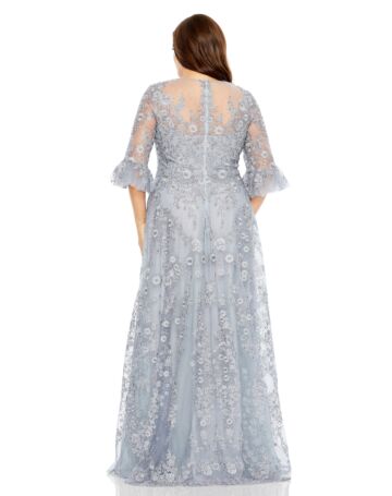 Mac Duggal 20471 Three-Quarter Sleeve Embroidered Dress