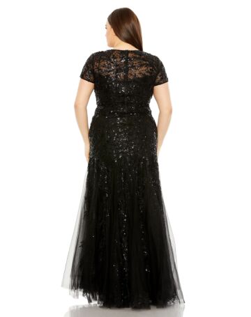Mac Duggal 20623 Godet Skirt Short Sleeve Dress
