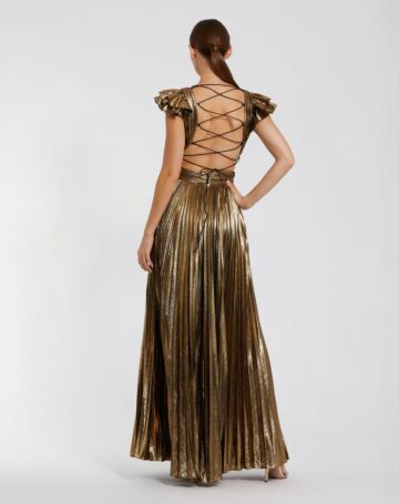 Mac Duggal 27166 V-Neck Flutter Sleeve Prom Dress
