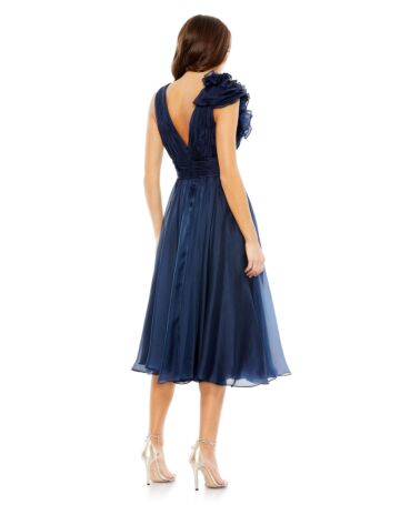 Mac Duggal 49494 Ruffle V-Neck Ruched Formal Dress