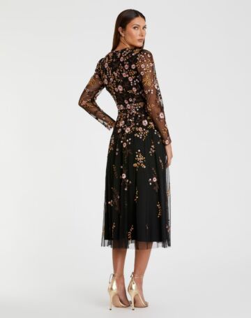 Mac Duggal 35103 Long Sleeve Embroidered Dress