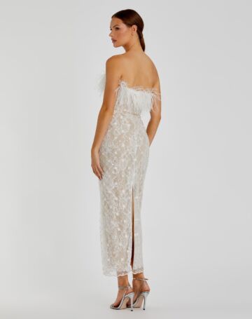 Mac Duggal 68140 Feather Neckline Strapless Dress