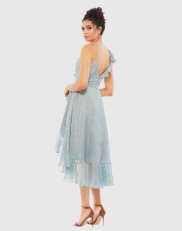 Mac Duggal 49489 Asymmetric Ruffle Hem Spaghetti Strap Dress