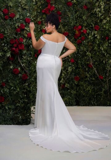 Mori Lee 1020021 Tovessa Draped Satin Skirt Court Train Bridal Dress