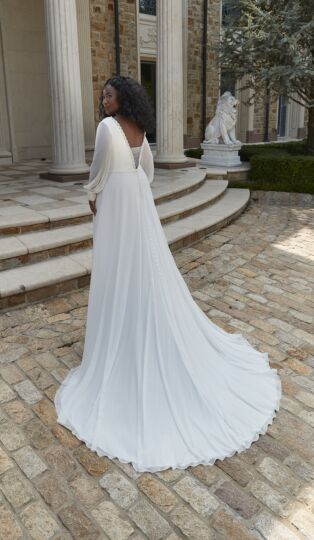 Mori Lee 3413 Nellie Bishop Sleeve V-Back Plus Size Wedding Dress