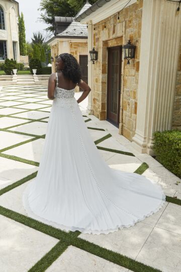 Mori Lee 3423 Nadette Plunging Neck A-Line Plus Size Wedding Dress