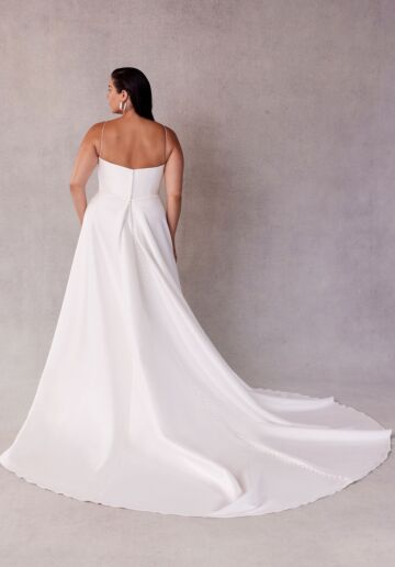 Mori Lee 3452 Stefi Draped Bodice A-Line Satin Plus Size Wedding Dress