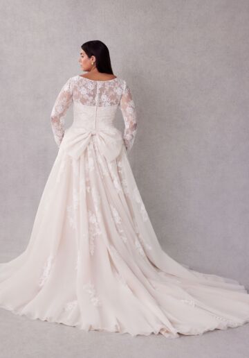 Mori Lee 3455 Shenna Lace Sleeve Illusion Neck Plus Size Wedding Gown