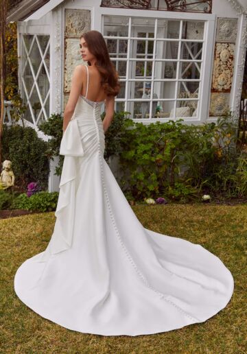 Mori Lee 4464 Ruby Scoop Neck Removable Bow Wedding Dress