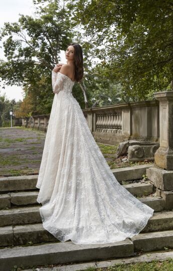 Mori Lee 4155 Paloma Off-The-Shoulder Illusion Sleeve Wedding Dress