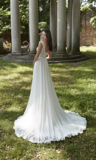 Mori Lee 4157 Polly Lace Bodice Cap Sleeves Wedding Gown