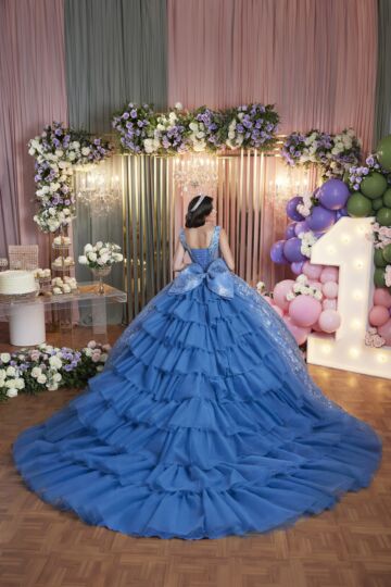 Mori Lee 89507 Removable Sleeve Ruffle Back Illusion Bodice Dress