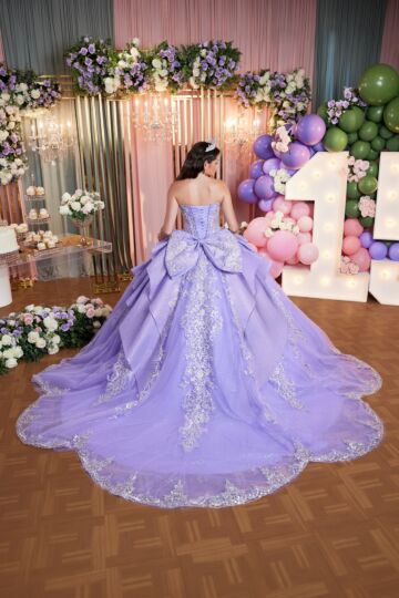 Mori Lee 89511 Beaded Sheer Bodice Petal Train Dress