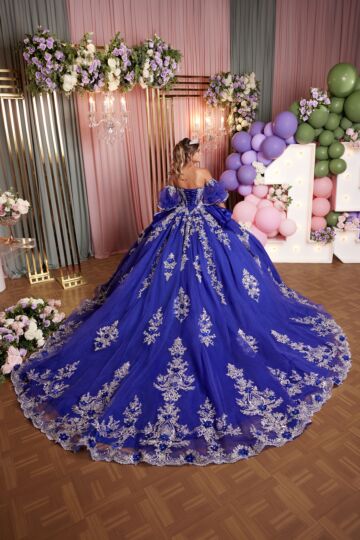 Mori Lee 89526 Puff Sleeve V-Neck Sheer Bodice Dress