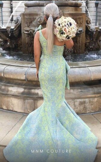 MNM Couture 2425 Mermaid Silhouette One Shoulder Dress