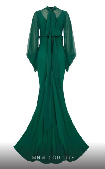 MNM Couture 2637A Bishop Sleeves High Neck Dress