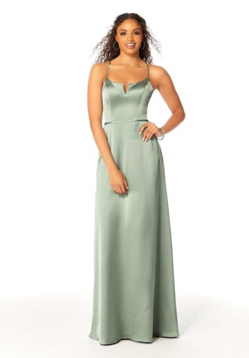 Mori Lee 21806 Lace Back Notched Neckline Bridesmaid Dress