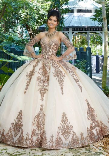 Mori Lee 89255 Bell Sleeve Quince Dress