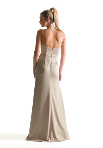 Mori Lee 21856 Cowl Neckline Fit and Flare Luxe Satin Bridesmaid Dress
