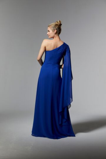Mori Lee MGNY 72904 One-Shoulder Angel Sleeve Dress