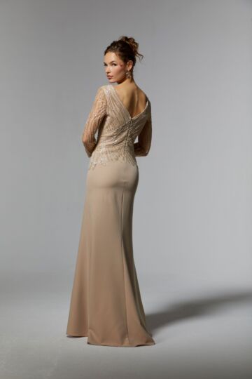 Mori Lee MGNY 72916 V-Neck Illusion Sleeve Dress