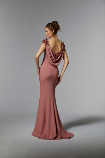 Mori Lee MGNY 72920 Bateau Neck Floral Cap Sleeve Dress