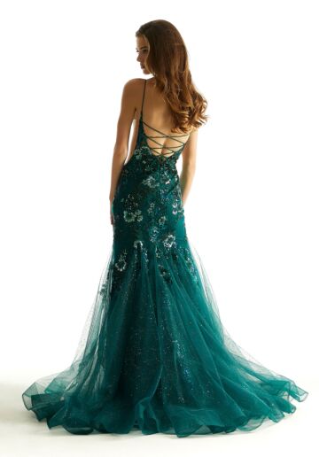 Mori Lee 49021 High Slit Floral Glitter Dress
