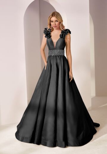 Mori Lee 49202 Beaded Waist Plunging V-Neck Dress
