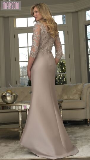 Marsoni MV1357 Illusion Neck Mikado Three-Quarter Sleeve Dress