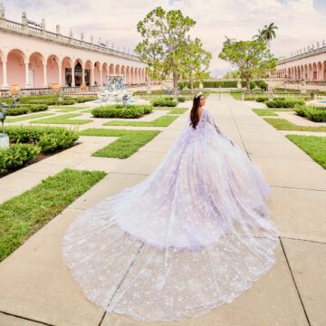Princesa by Ariana Vara PR30158 Cape Sleeve Corset Quince Gown