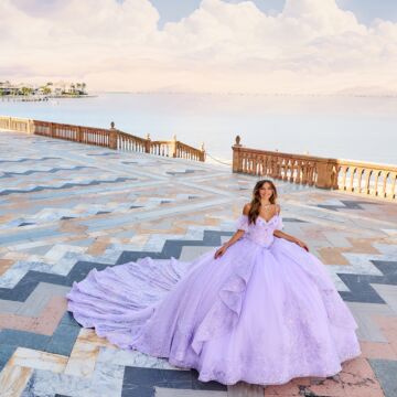 Princesa by Ariana Vara PR30161 Beaded Puff Sleeve Sweet 16 Gown