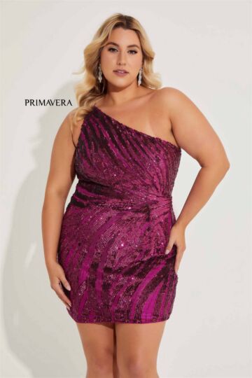 Primavera Couture 14066 One Shoulder Embellished Plus Size Dress