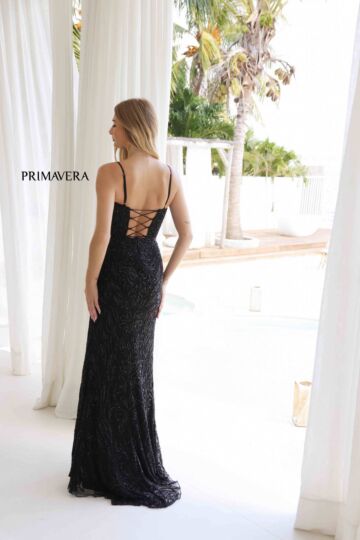 Primavera Couture 4306 Beaded V-Neck Spaghetti Strap Dress