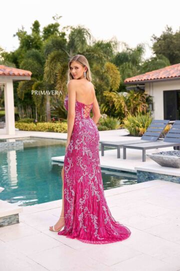 Primavera Couture 4328 High Slit Fitted Strapless Dress
