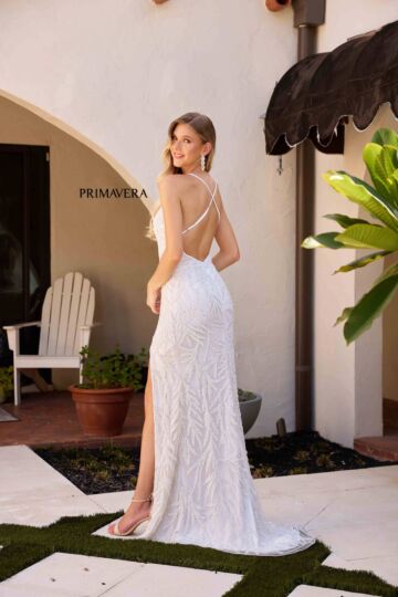 Primavera Couture 4332 Cross Back V-Neck Beaded Dress