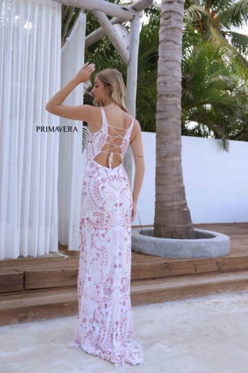 Primavera Couture 4350 Lace-Up Back Sleeveless Dress